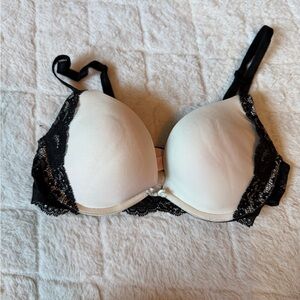 Victoria’s Secret Cream and Black Lace Push-Up Bra - Women's Intimates